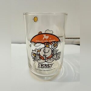Ziggy 7up Promotional Glass 1977 Here's to Good Friends Orange Umbrella Retro
